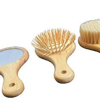 ست شانه برس و آینه کودک 3 عددی مدل wood